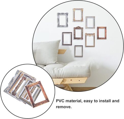 PRETYZOOM 8pcs Removable Peel and Stick Picture Frame Decals, Adhesive Photo Frame Stickers, Vintage Picture Frames and Borders Stickers for Scrapbook, Wall Decoration in Saudi Arabia
