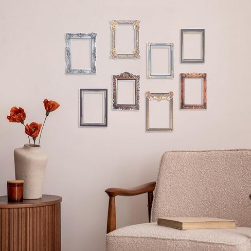 PRETYZOOM 8pcs Removable Peel and Stick Picture Frame Decals, Adhesive Photo Frame Stickers, Vintage Picture Frames and Borders Stickers for Scrapbook, Wall Decoration in Saudi Arabia