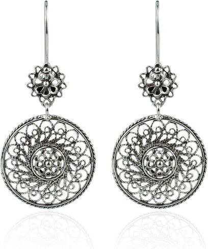 FILIGRANIST 925 Sterling Silver Filigree Art Women Dangle Drop Earrings Collection, Gift Boxed in Kuwait