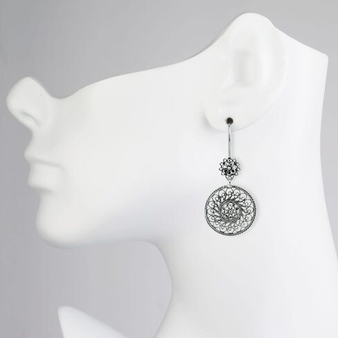 FILIGRANIST 925 Sterling Silver Filigree Art Women Dangle Drop Earrings Collection, Gift Boxed in Kuwait