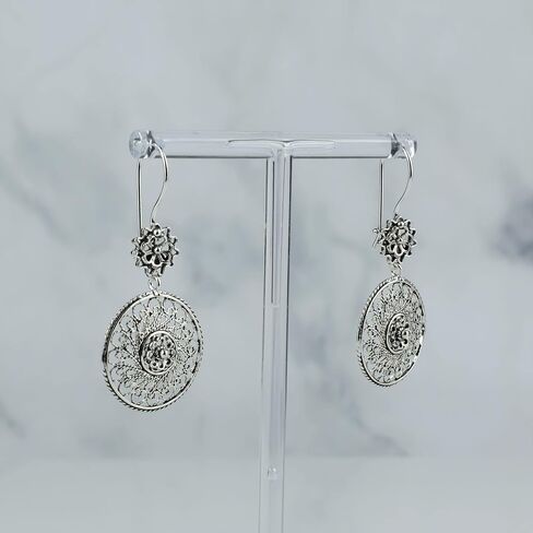 FILIGRANIST 925 Sterling Silver Filigree Art Women Dangle Drop Earrings Collection, Gift Boxed in Kuwait