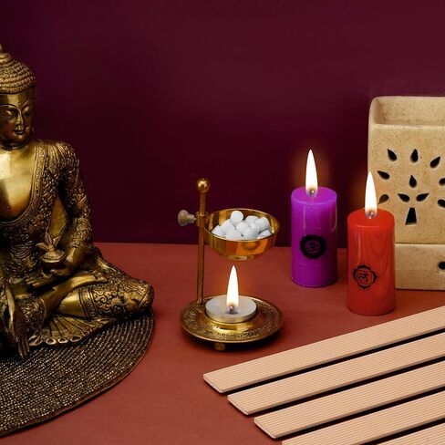 Ajuny Incense Burner Holder Tea Light Candle or Charcoal Resin Heated Beautiful Adjustable Design Golden for Home Decor Fragrance Spiritual Accessories Best Gifts in Saudi Arabia