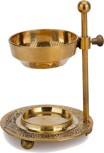 Ajuny Incense Burner Holder Tea Light Candle or Charcoal Resin Heated Beautiful Adjustable Design Golden for Home Decor Fragrance Spiritual Accessories Best Gifts in Saudi Arabia
