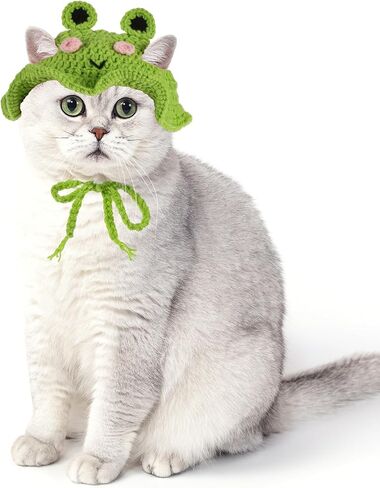 Strawberry Cat Hat, Cotton & Soft Cute Knitted Hats for Cats Birthday Party Christmas Puppy Hat for Small Pets (Red, M) in Kuwait
