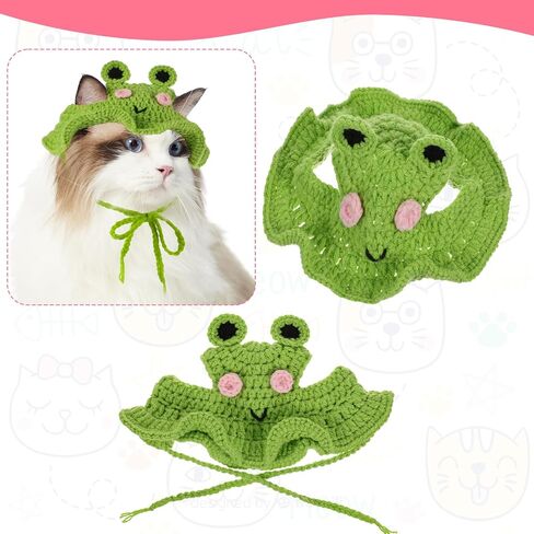 Strawberry Cat Hat, Cotton & Soft Cute Knitted Hats for Cats Birthday Party Christmas Puppy Hat for Small Pets (Red, M) in Kuwait
