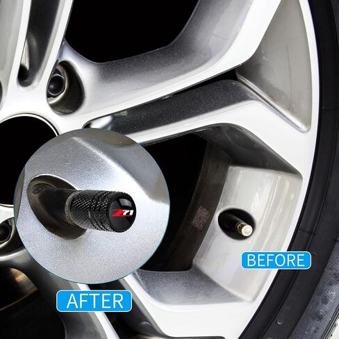 Tire Valve Stem Caps for Cadillac Escalade CT4 CT5 CT6 ATS CTS SRX XT5 Metal Car Wheel Air caps Auto Valve Stem Caps Accessories 4 Pack Black in Kuwait