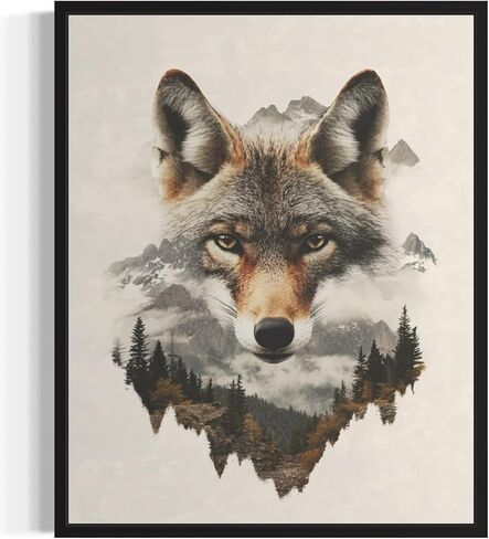 Coyote Art Print Poster, Wildlife Animal Nature Painting Photo Pictures Bathroom Living room Bedroom Decor 129 (Coyote, 11 x 14 inches, Unframed) in Saudi Arabia
