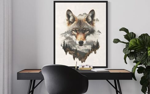 Coyote Art Print Poster, Wildlife Animal Nature Painting Photo Pictures Bathroom Living room Bedroom Decor 129 (Coyote, 11 x 14 inches, Unframed) in Saudi Arabia