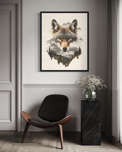 Coyote Art Print Poster, Wildlife Animal Nature Painting Photo Pictures Bathroom Living room Bedroom Decor 129 (Coyote, 11 x 14 inches, Unframed) in Saudi Arabia