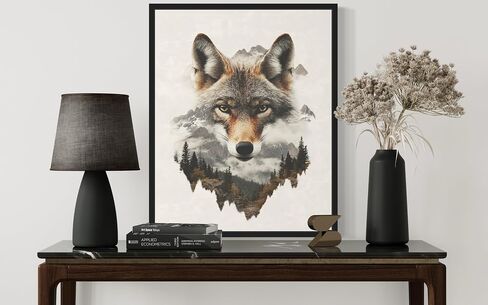 Coyote Art Print Poster, Wildlife Animal Nature Painting Photo Pictures Bathroom Living room Bedroom Decor 129 (Coyote, 11 x 14 inches, Unframed) in Saudi Arabia