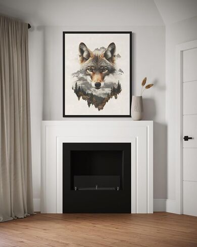 Coyote Art Print Poster, Wildlife Animal Nature Painting Photo Pictures Bathroom Living room Bedroom Decor 129 (Coyote, 11 x 14 inches, Unframed) in Saudi Arabia