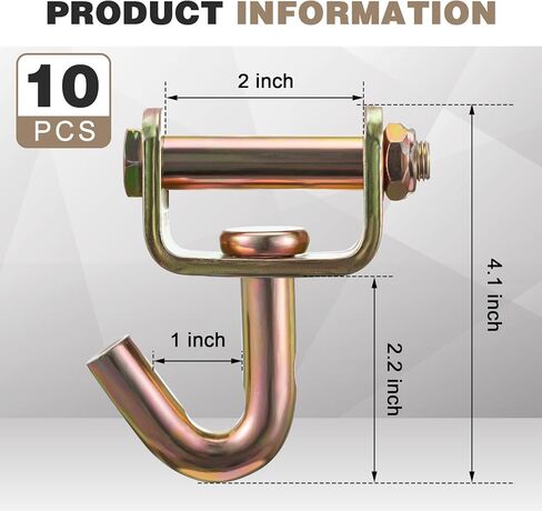 LEIFIDE 10 Pcs 2" Swivel J Tow Hooks, Ratchet Straps Finger J-Hooks Idler Fitting with 2" Slot for Car Hauler Straps Tie Down Cargo in Trucks, Trailers in Saudi Arabia
