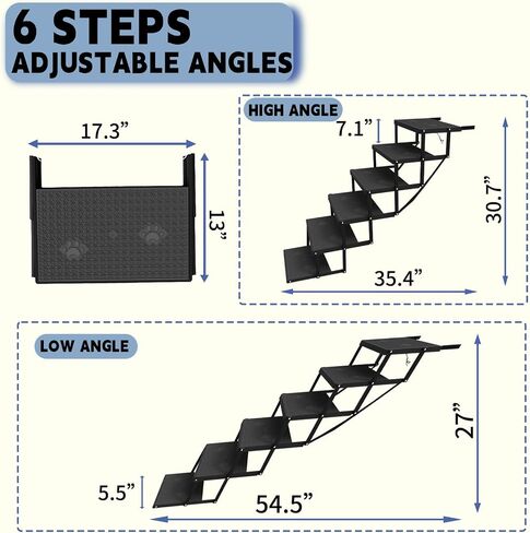 Dog Stairs for Car,Dog Steps for Car with Upgraded Load-Bearing Capacity,Dogs Stairs for Large Dogs,Pet Steps in Kuwait