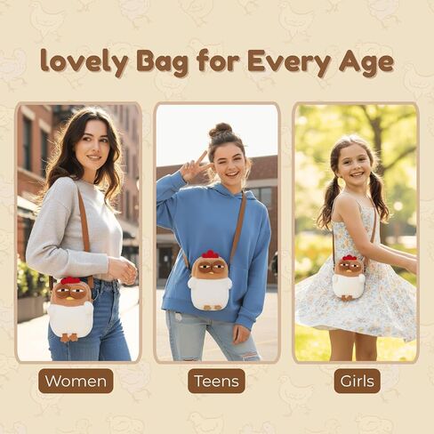 Cute Chicken Purse, Kawaii Funny Novelty Chick Crossbody Bag for Women, Mini Plush Hen Purse with Adjustable Strap in Saudi Arabia