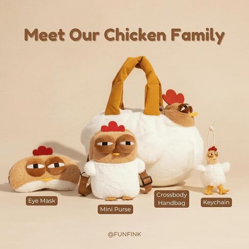 Cute Chicken Purse, Kawaii Funny Novelty Chick Crossbody Bag for Women, Mini Plush Hen Purse with Adjustable Strap in Saudi Arabia