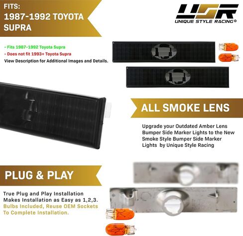 USR 87-88 Mk3 Supra Bumper Signaling Lamp - Clear Front Turn Signal Lights Set (Left + Right) Compatible with 1987-1988 Toyota Supra Mk.III MA70 Chassis (JDM Style All Clear Lens, Plug and Play) in Saudi Arabia