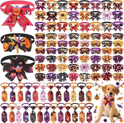 100 Pcs Christmas Dog Bow Tie Collar Bulk Pet Bow Tie Adjustable Dog Bowties Neckties Collars for Small Medium Pet Xmas Party Supply in Kuwait