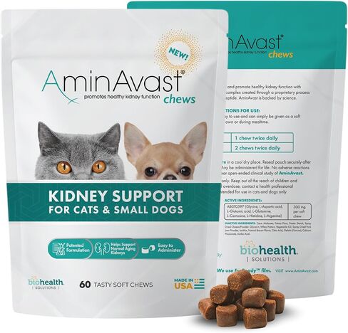 AminAvast Dog Kidney Supplement - Supports Natural Kidney Function - Promotes Health & Vitality of Aging Kidneys - Pet-Friendly, 1000mg (60 Chews) in Kuwait