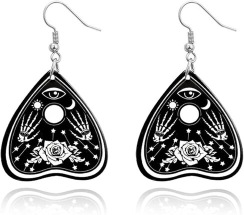 Goth Ouija Board Planchette الأقراط الشرير الثلاثي القمر آلهة عين الشر العثة الأقراط الساحرة القوطية الويكا تتدلى الأقراط المتدلية للنساء المجوهرات القوطية in Kuwait