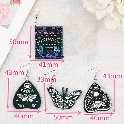 Goth Ouija Board Planchette الأقراط الشرير الثلاثي القمر آلهة عين الشر العثة الأقراط الساحرة القوطية الويكا تتدلى الأقراط المتدلية للنساء المجوهرات القوطية in Kuwait