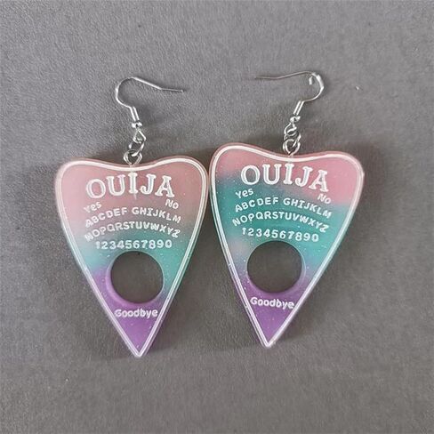 Goth Ouija Board Planchette الأقراط الشرير الثلاثي القمر آلهة عين الشر العثة الأقراط الساحرة القوطية الويكا تتدلى الأقراط المتدلية للنساء المجوهرات القوطية in Kuwait