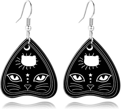 Goth Ouija Board Planchette الأقراط الشرير الثلاثي القمر آلهة عين الشر العثة الأقراط الساحرة القوطية الويكا تتدلى الأقراط المتدلية للنساء المجوهرات القوطية in Kuwait