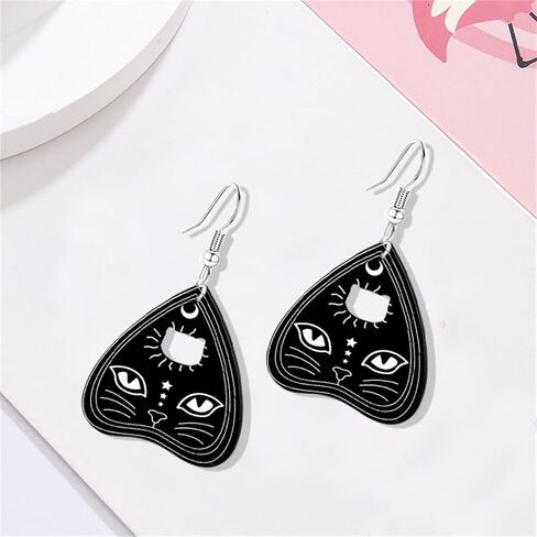 Goth Ouija Board Planchette الأقراط الشرير الثلاثي القمر آلهة عين الشر العثة الأقراط الساحرة القوطية الويكا تتدلى الأقراط المتدلية للنساء المجوهرات القوطية in Kuwait