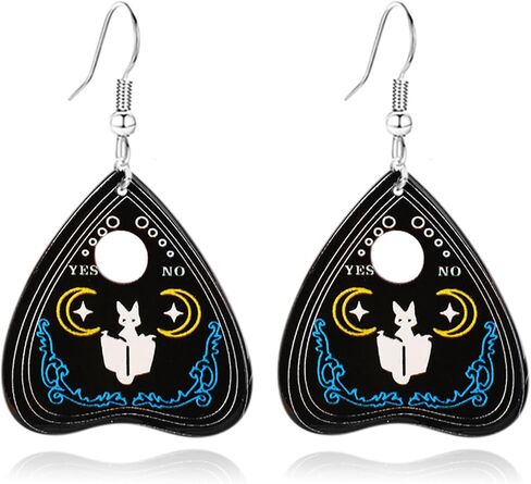 Goth Ouija Board Planchette الأقراط الشرير الثلاثي القمر آلهة عين الشر العثة الأقراط الساحرة القوطية الويكا تتدلى الأقراط المتدلية للنساء المجوهرات القوطية in Kuwait