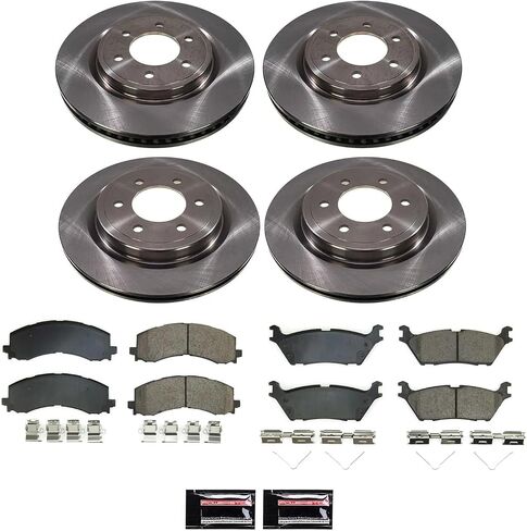 طقم وسادة ودوار الفرامل الأمامي والخلفي CRK8803 من POWERSTOP لسيارة Ford Expedition 2022-2023، Ford F-150 2021-2023، Lincoln Navigator 2022 [نموذج محدد] in Saudi Arabia