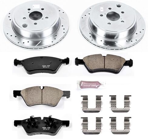 Power Stop K5883 Rear Z23 Carbon Fiber Brake Pads with Drilled & Slotted Brake Rotors Kit For Scion FR-S, BRZ, BRZ, Legacy, Outback, 86, GR86 [Model Specific] in Saudi Arabia