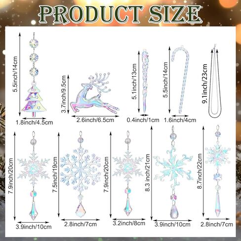 24 Pcs Crystal Christmas Ornaments Pink Acrylic Snowflakes Elk Canes Christmas Tree Decorations Hanging Icicle Drop Crystal Ornaments for Christmas Tree Decor Party Supplies in Kuwait