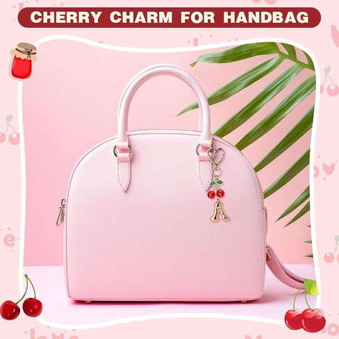 Nosiny Cherry Initial Keychain Gold Alphabet Keychain Accessories Red Cherry Bag Purse Charms for Women Handbag Gifts Stuff in Saudi Arabia