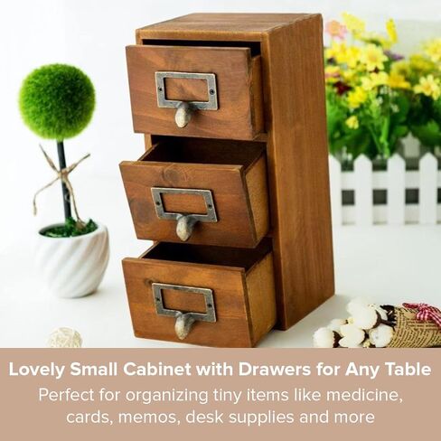 Mini Vintage Desktop Drawers - 2 Drawer Desktop Organizer - Rustic Card Catalog Drawers with Label Holders - Small Tabletop Chest Drawers for Storage and Organization - Mini Library Cabinet - 2-Pack in Kuwait
