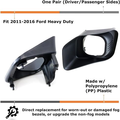 iJDMTOY A Pair Left & Right OEM Spec Fog Lamp Garnish Bezel Covers Compatible With 2011-2016 Ford F-250 F-350 F-450 Super Duty in Saudi Arabia