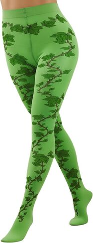 Jecery Women's Green Leaf Tights Female Villain Halloween Costume Accessories Poison Vine Leggings for Halloween(Green,L-xl) in Saudi Arabia