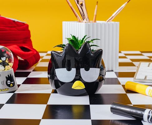 Sanrio Badtz-Maru 3-Inch Sculpted Ceramic Mini Planter with Artificial Succulent | Cute Flower Pot, Faux Indoor Plants in Saudi Arabia