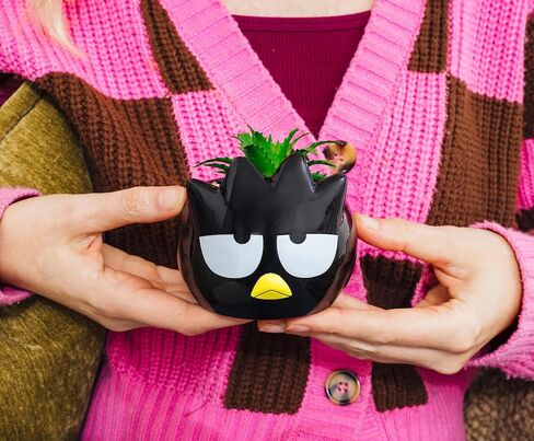 Sanrio Badtz-Maru 3-Inch Sculpted Ceramic Mini Planter with Artificial Succulent | Cute Flower Pot, Faux Indoor Plants in Saudi Arabia