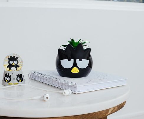 Sanrio Badtz-Maru 3-Inch Sculpted Ceramic Mini Planter with Artificial Succulent | Cute Flower Pot, Faux Indoor Plants in Saudi Arabia