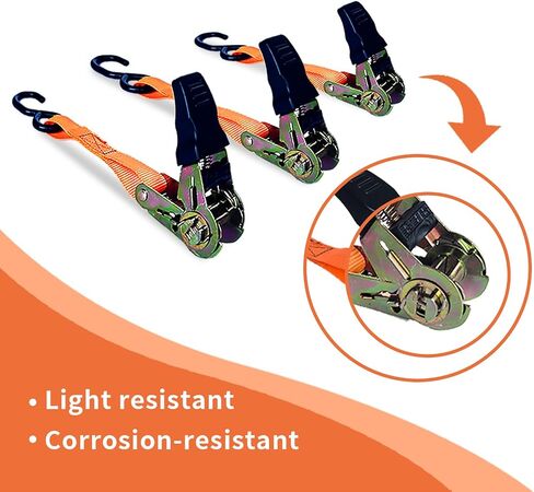 8 Pack Retractable Ratchet Straps 15 Ft - 880 lbs Load Cap with 1760 lbs Breaking Limit, Heavy Duty Auto Self Retracting Tie Down Straps for Truck, Cargo Trailer, Motorcycle, Rad & More in Saudi Arabia