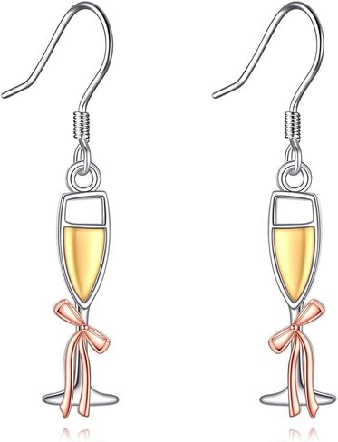 Champagne Martini Earrings Sterling Silver Martini Dangle Earrings Martini Jewelry Gifts for Women in Kuwait