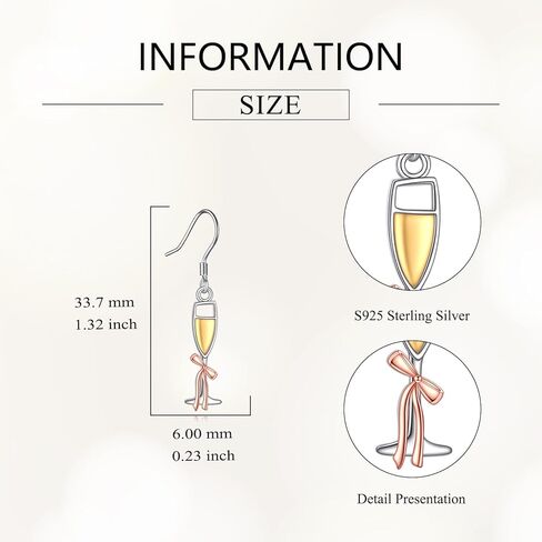 Champagne Martini Earrings Sterling Silver Martini Dangle Earrings Martini Jewelry Gifts for Women in Kuwait