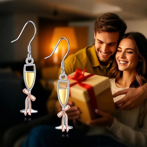 Champagne Martini Earrings Sterling Silver Martini Dangle Earrings Martini Jewelry Gifts for Women in Kuwait