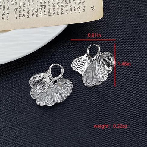 Dainty Retro Ginkgo Leaf Petal Hoop Earrings for Women Cute Unique Vintage Hollow Leaves Drop Dangle Earring Charming Y2k Party Prom Jewelry Accessory in Saudi Arabia