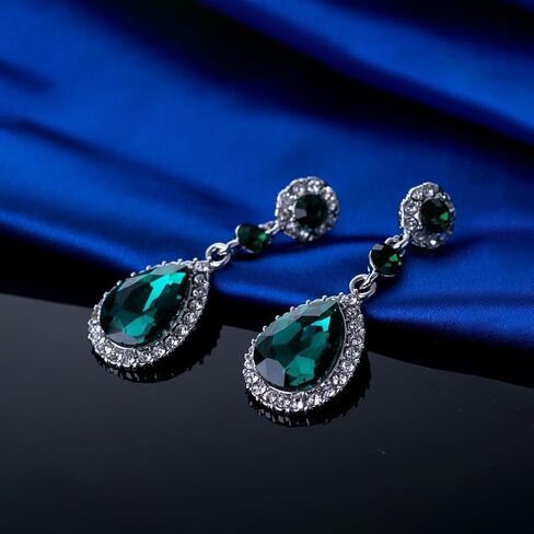 Vintage Crystal Teardrop Dangle Earrings for Women, Sparkly Bling Cubic Zircon Water Drop Dangling Statement Earrings Trendy Prom Pageant Ear Jewelry in Saudi Arabia