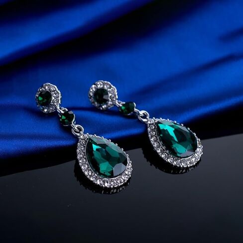 Vintage Crystal Teardrop Dangle Earrings for Women, Sparkly Bling Cubic Zircon Water Drop Dangling Statement Earrings Trendy Prom Pageant Ear Jewelry in Saudi Arabia