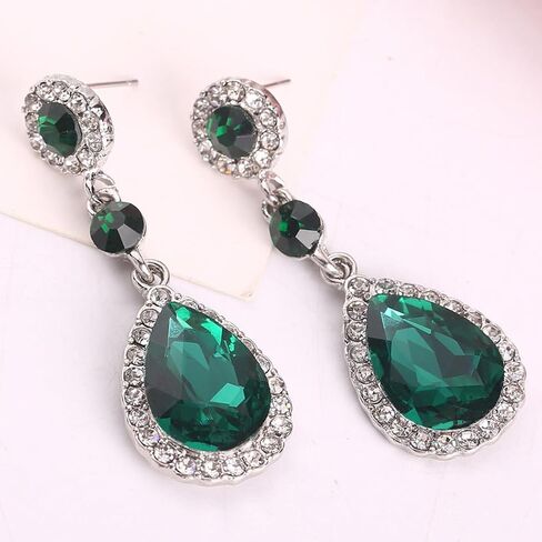 Vintage Crystal Teardrop Dangle Earrings for Women, Sparkly Bling Cubic Zircon Water Drop Dangling Statement Earrings Trendy Prom Pageant Ear Jewelry in Saudi Arabia