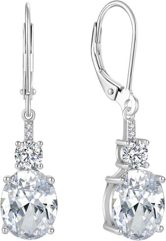 Oval Dangle Drop Earrings for Women 925 Sterling Silver Leverback Earrings Birthstone Jewelry Gifts for Her in Saudi Arabia