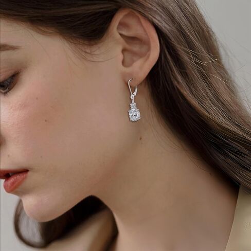 Oval Dangle Drop Earrings for Women 925 Sterling Silver Leverback Earrings Birthstone Jewelry Gifts for Her in Saudi Arabia