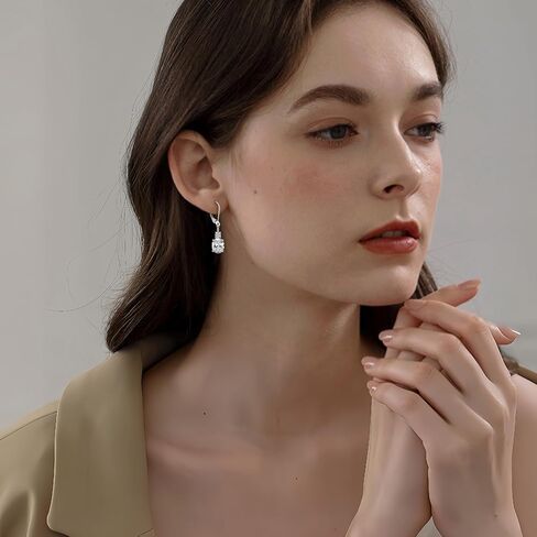 Oval Dangle Drop Earrings for Women 925 Sterling Silver Leverback Earrings Birthstone Jewelry Gifts for Her in Saudi Arabia