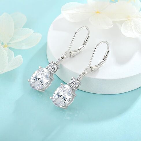 Oval Dangle Drop Earrings for Women 925 Sterling Silver Leverback Earrings Birthstone Jewelry Gifts for Her in Saudi Arabia